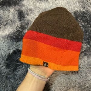 Brown and Orange Striped Beanie